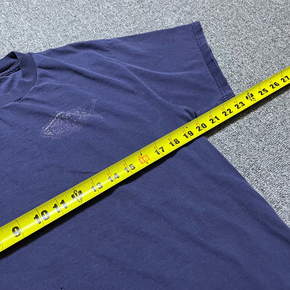 Vintage Delta Pro Weight T-Shirt Size M Blue Fish Graphic Distressed 90s Grunge - Picture 9 of 10